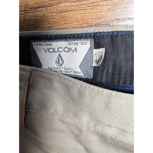 Volcom Corpo Class Mens Brown Straight Leg Polyester Cotton Pants Size 38 - Picture 3 of 8
